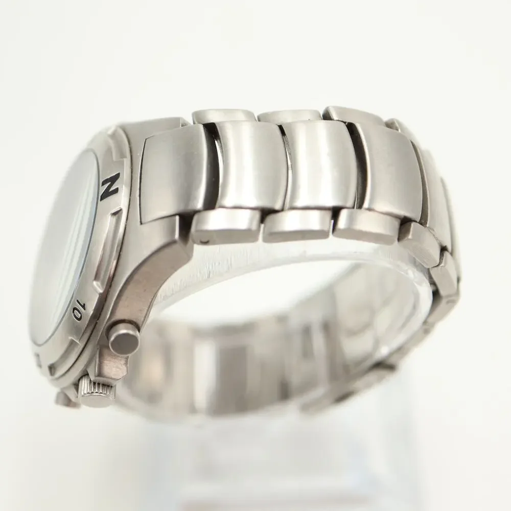 Nautica Mens Stainless Steel 40mm Chronograph Watch 60 min 24-Hr w New Battery